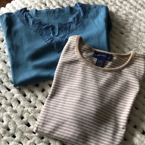 Set of 2 Charter Club tops. Size M. Brown/cotton and Linen. Blue 💯 cotton. NWOT